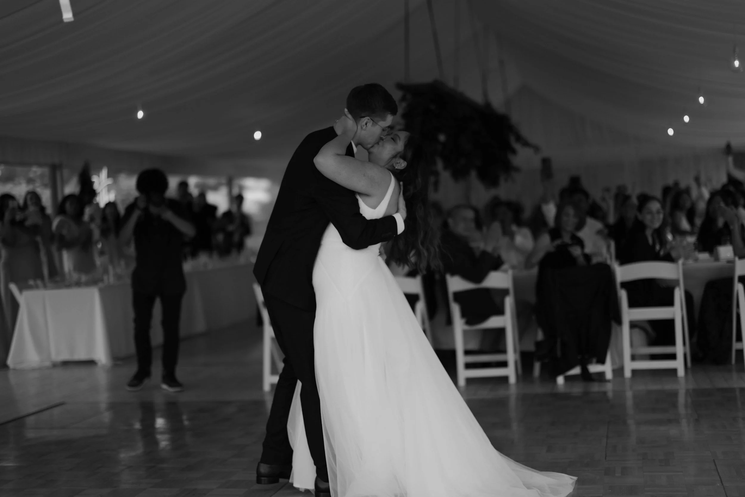Couple celebrating outdoors after wedding